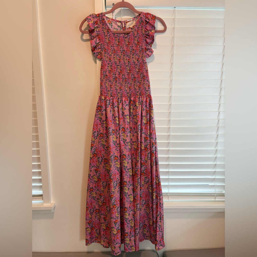 Melloday pink floral midi dress size M